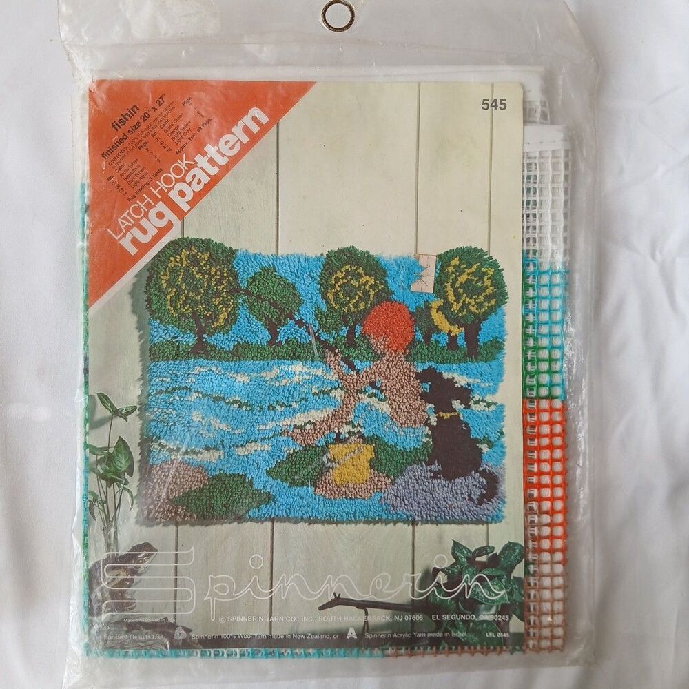 Spinnerin Fishing Latch Hook Rug Pattern Only Sealed Vintage No Yarn Or Hook